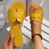 Women's Large-Size Open-Toe Hollow Flat Slip-On Sandals Comfortable Casual Beach & Outdoor Shoes