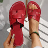Women's Large-Size Open-Toe Hollow Flat Slip-On Sandals Comfortable Casual Beach & Outdoor Shoes