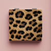 Leopard Print Foldable Double-Sided Portable Makeup Mirror, Compact Travel Vanity Mirror with Anti-Drop Glass, Powder-Coated Black Frame and Gold Hinges