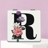 Alphabet Folding Handheld Makeup Mirror for Women & Girls - Floral & Heart Cutout Portable Vanity Mirror A-Z