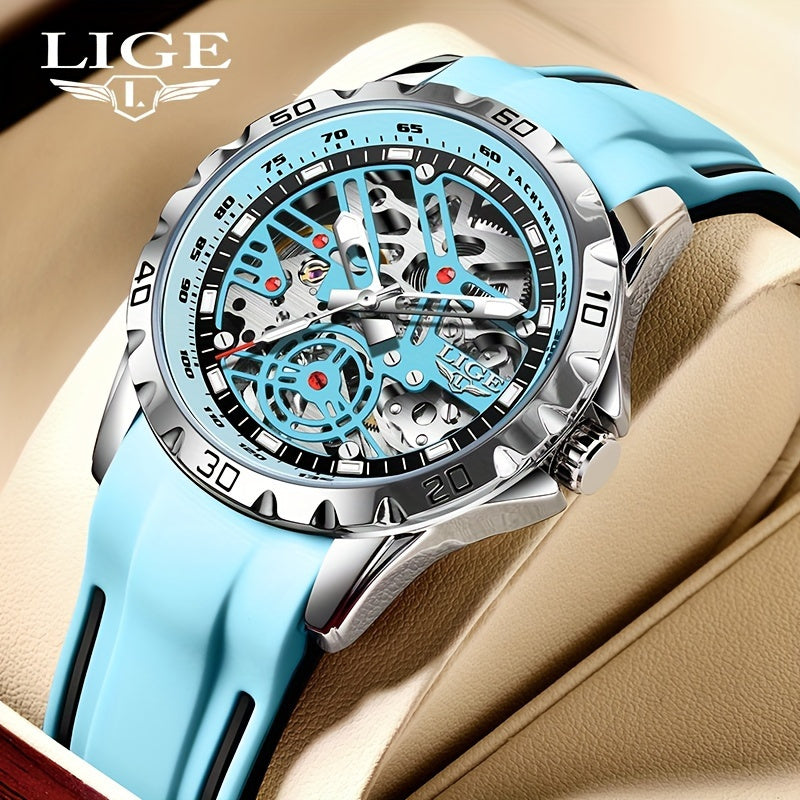Luxury Automatic Women's Hollow Dial Mechanical Watch - Silicone Strap Elegant Valentine's Gift