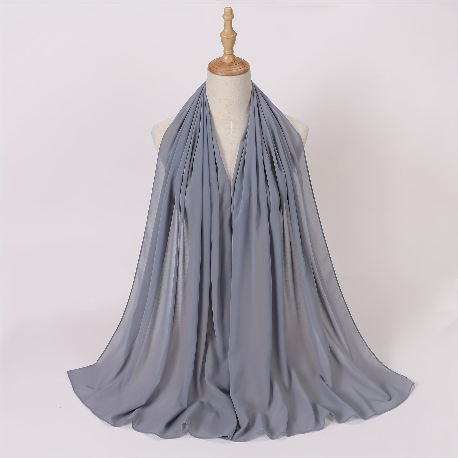Windproof Chiffon Hijab Scarf - Lightweight Solid Color Shawl & Head Wrap for Women, Travel & Beach
