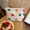 Winter Plush Makeup Bag Polka Dot - Large Capacity Travel Cosmetic Organizer & Wash Bag for Women