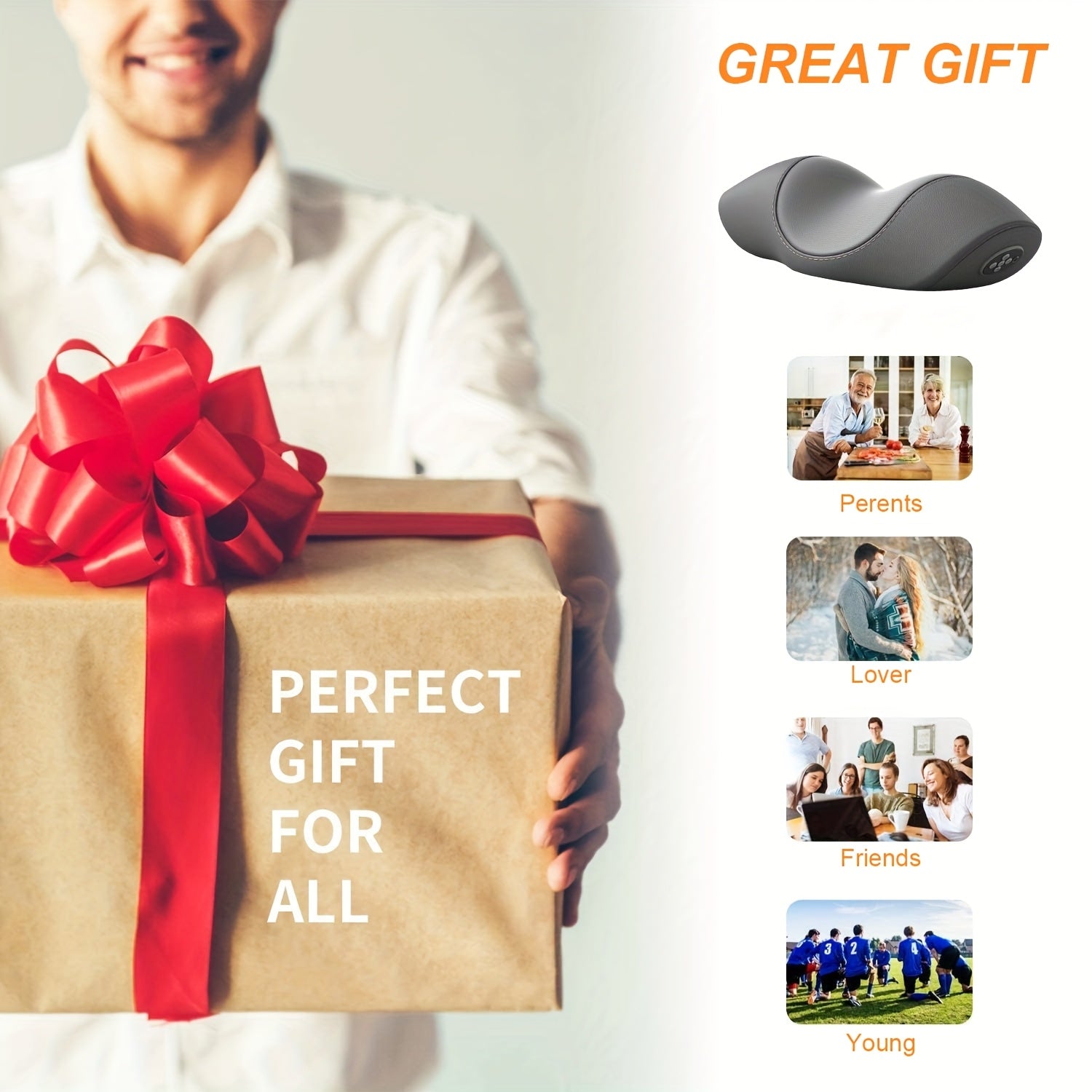 Cordless Heated Neck Massager Pillow — Deep Tissue Kneading for Neck, Shoulders & Head — Relaxation Gift for Mom & Dad