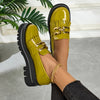 Women's Chunky Platform Loafers – Slip-On Penny Loafers with Metallic Accent, Cushioned Insole & Thick PU Platform Sole