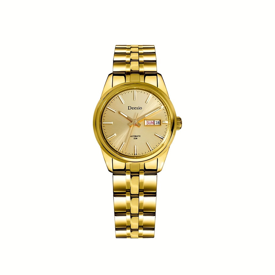 Deesio Women's Stainless Steel Mechanical Automatic Watch, Chain Link Bracelet Business Casual Wristwatch, Gift for Her