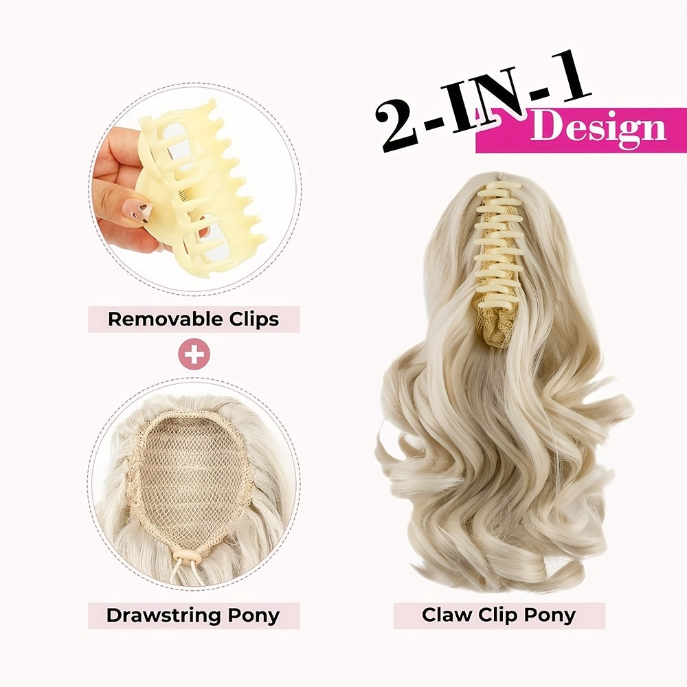 Curly Wavy Clip-In Ponytail – Clip-On Volumizing Hair Extension for Women – Heat-Resistant Fiber