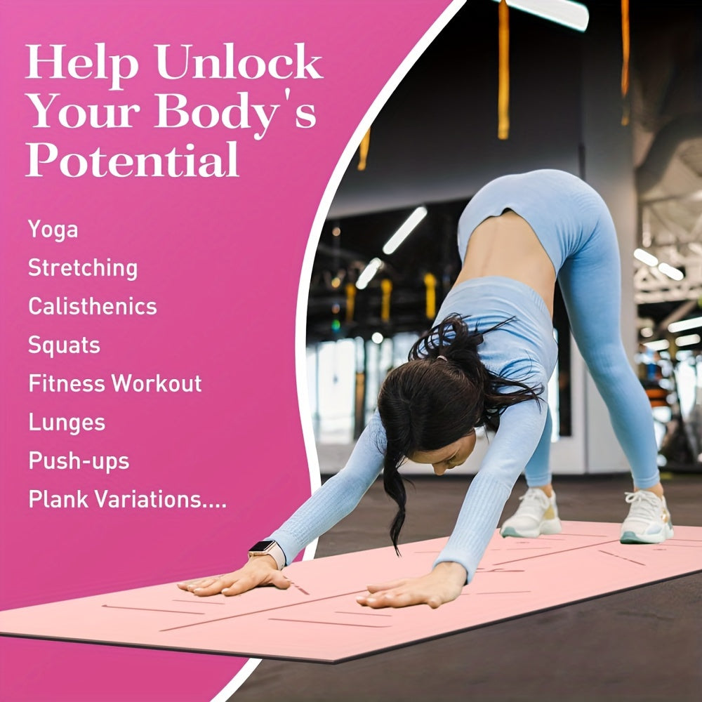 Non-Slip TPE Yoga Mat 0.6 cm (0.24 in) Thick with Carry Strap & Storage Bag – Gray for Yoga, Pilates & Gym