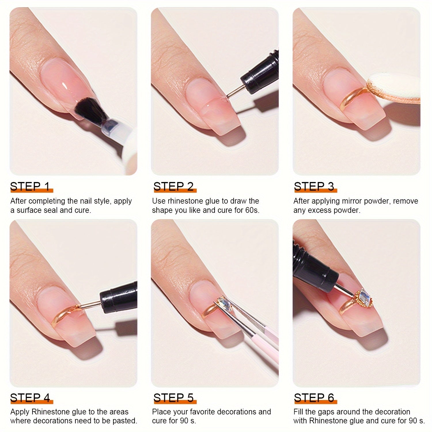 15ml (0.5 fl oz) Nail Rhinestone Glue — No-Wipe UV/LED Gel Adhesive for Crystals, Beads & 3D Nail Art