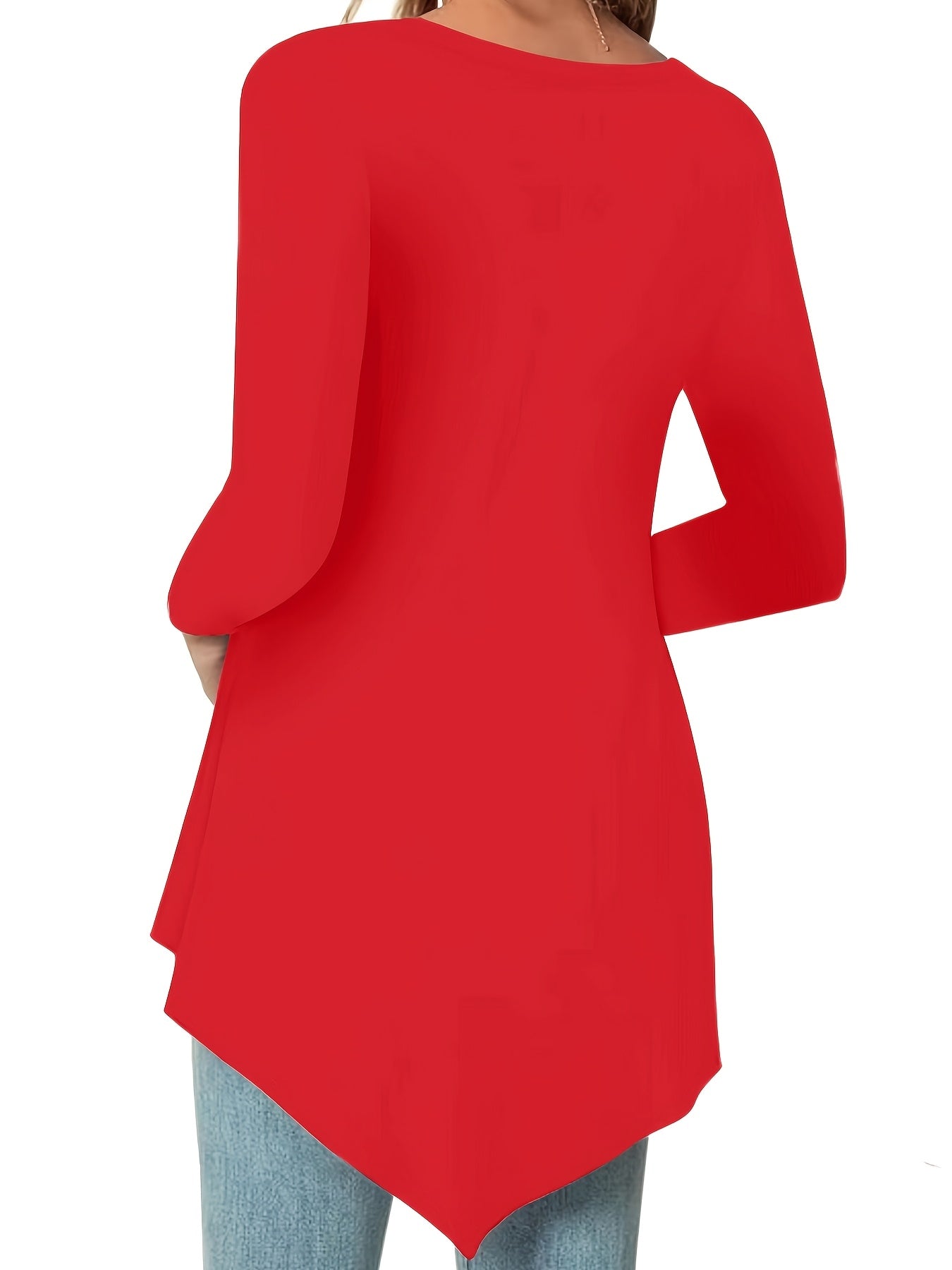 Women's Long Sleeve Peplum Top - Relaxed Fit Crew Neck Casual Blouse for Spring, Summer & Fall