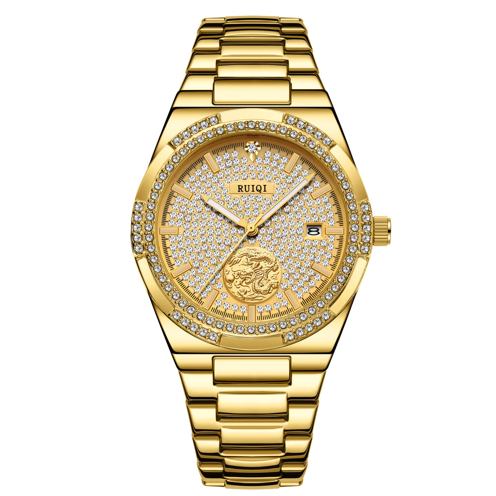 RUIQI Women's Dragon Mechanical Watch – 40mm (1.57 in) Alloy Case, Stainless Steel Bracelet, Luminous Hands & Rhinestones