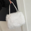 Plush Faux Fur Mini Handbag – Fluffy Cloud-Like Shoulder Purse with Magnetic Closure & Golden-Tone Accent (Beige, Coffee, Khaki, Pink, Black)