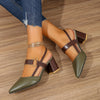 Pointed Toe Block Heel Slingback Sandals for Women, Mid Heel Solid Color Dress & Casual Shoes