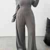 Plus Size Off-the-Shoulder Jumpsuit - High-Waisted Stretch Wide-Leg Romper, Short Sleeves, Machine Washable