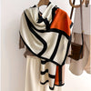Breathable Polyester Scarf for Women, Windproof Sunscreen Travel Wrap with Contrast Color Print