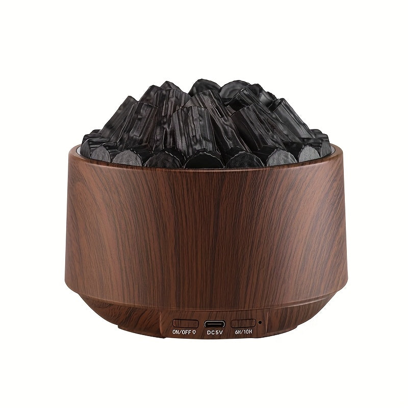 Campfire Desktop Humidifier & Aroma Diffuser — Soundwave Ultrasonic, Real Flame Effect, Dual Mist, Quiet USB Humidifier with LED Night Light & Auto Shut-Off (Black, Red, Purple, Green, Gold, Brown)