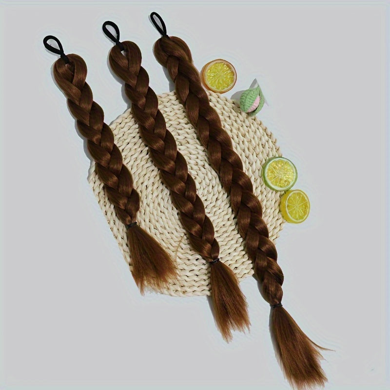 Box Braided Long Ponytail Extension for Women – Synthetic High-Temp Fiber with Elastic Hair Tie