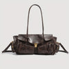 Retro French Baguette Bag - Faux Leather Kiss Lock Clutch with Long Shoulder Strap & Multi-Pocket Crossbody (Black, Dark Brown)