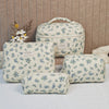 Travel Makeup Bag – Floral Large-Capacity Polyester Cosmetic Pouch with Zipper, Mixed Colors (Pink Blue Yellow Green)