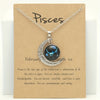 Glow-in-the-Dark Zodiac Moon Pendant Necklace - Adjustable Vintage Zinc Alloy with Glass Accents for Women