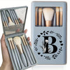 Portable Professional Makeup Brush Set with Mirror, Soft Fluffy Travel Brushes and 26-Letter Initial Garland Gift