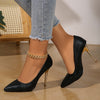 Women's Elegant Floral Vintage Pumps - Shallow Slip-On Stiletto High Heels, Pointed Toe Party Shoes
