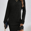 Women's Knit Turtleneck Bodycon Dress - Long Sleeve Solid Color
