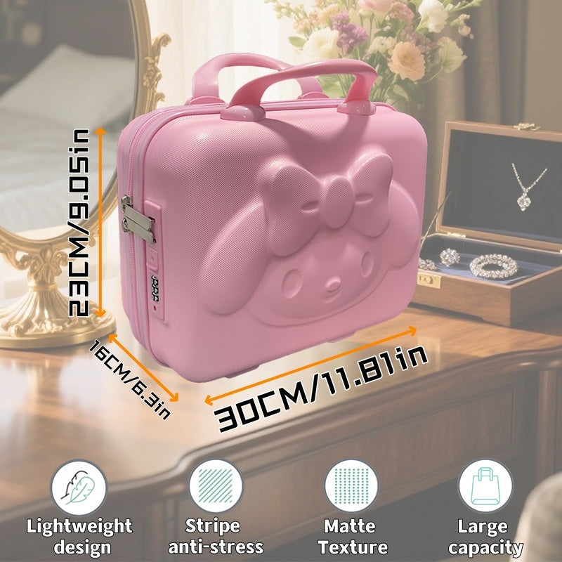 Sanrio Hello Kitty & Big-Eared Rabbit Pink Tote Bag with Cosmetic Case – Large Capacity Kawaii Handbag for Travel & Daily Use