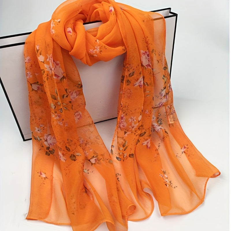 Lightweight Women's Floral Scarf Shawl – Elegant All-Season Wrap for Casual & Formal Outfits