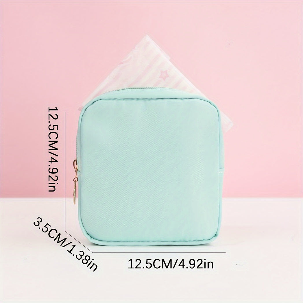 Solid Color Mini Makeup Bag – Portable Zipper Cosmetic Pouch & Sanitary Napkin Storage Clutch for Women