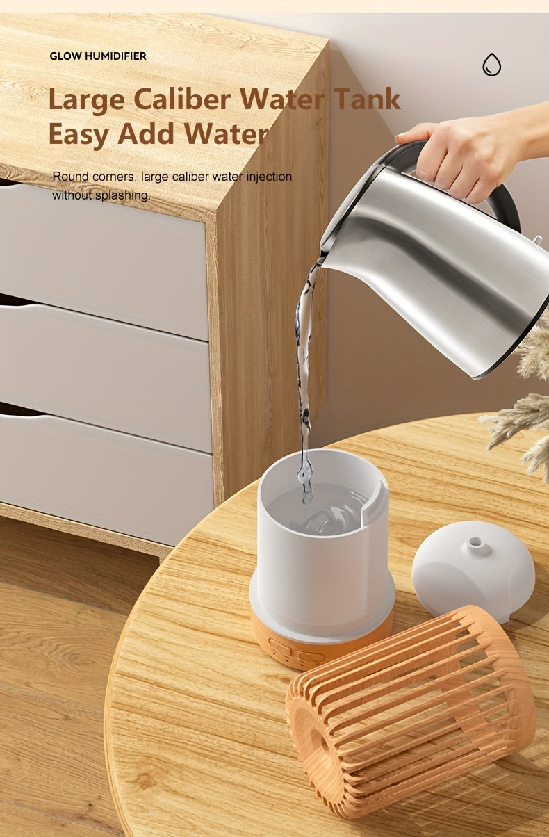 Ultrasonic 150ml (5.07 oz) Aroma Diffuser Humidifier — USB Mini Essential Oil Diffuser with 7-Color LED, Quiet Timer, Birdcage Design for Bedroom & Office