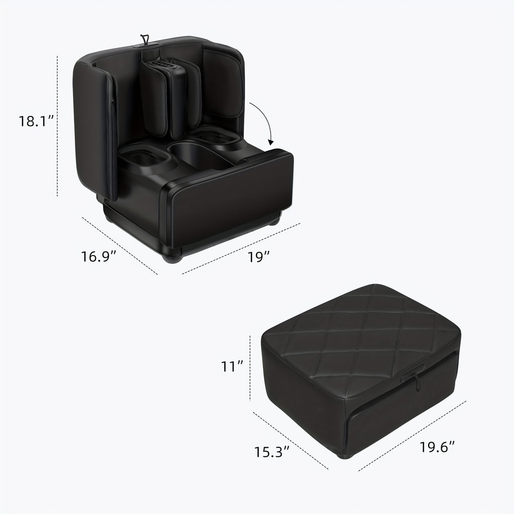 COMFIER Dual Foot & Calf Massager Ottoman – Shiatsu Kneading, Heat, Vibration & Compression, Washable Covers, Fits Up to Men's 13