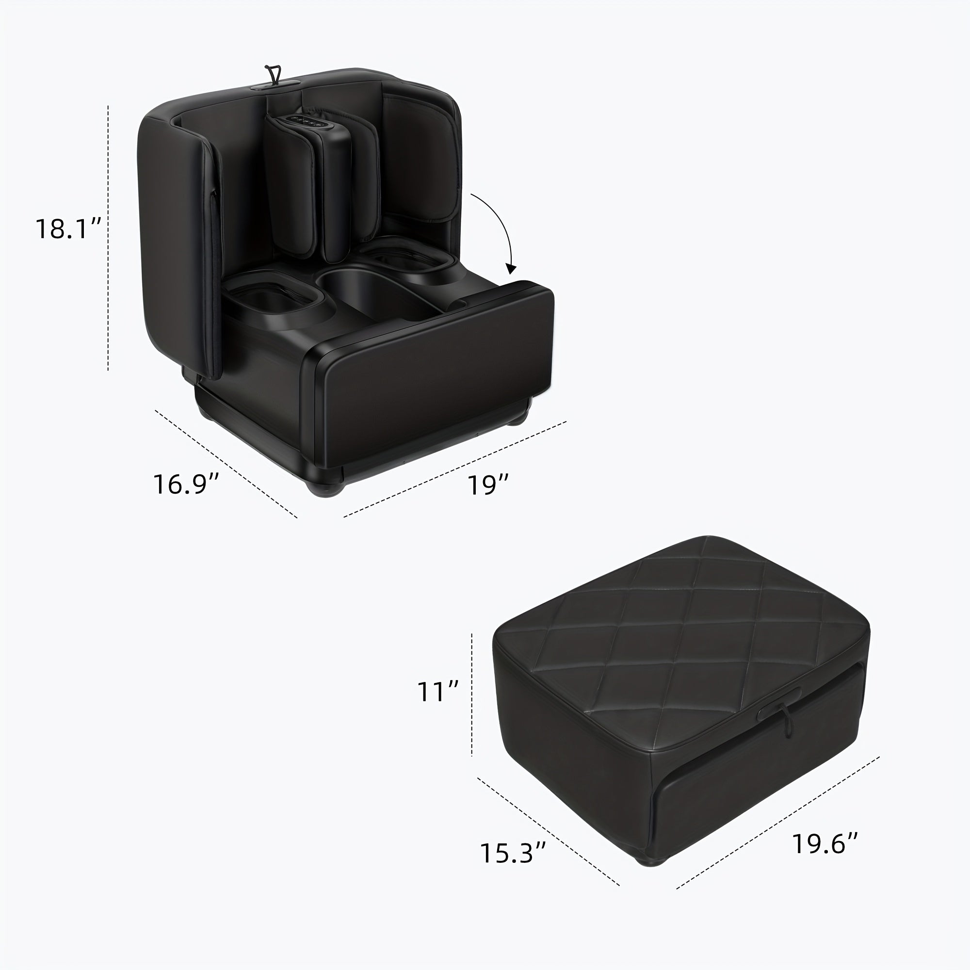 COMFIER Dual Foot & Calf Massager Ottoman – Shiatsu Kneading, Heat, Vibration & Compression, Washable Covers, Fits Up to Men's 13