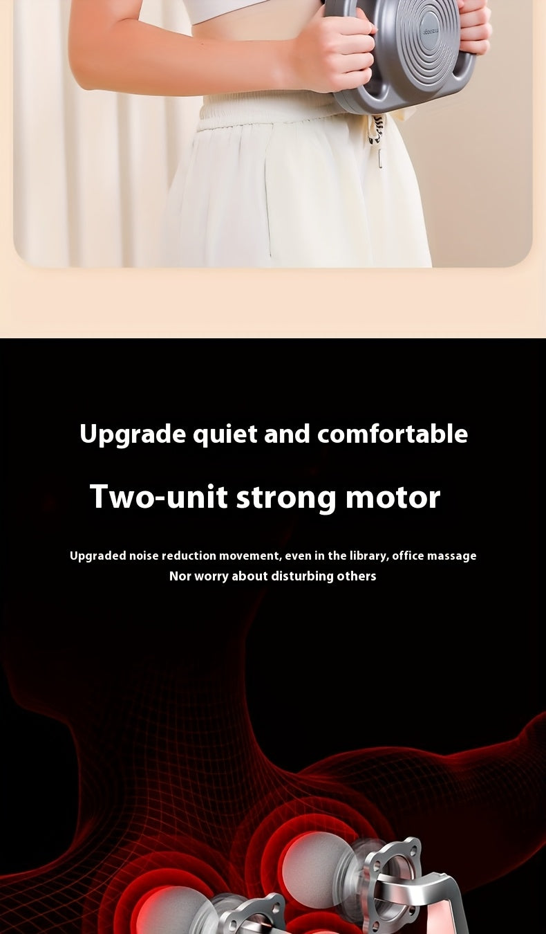 6-Head Percussion Massage Gun — Deep Tissue Massager, 44.1 lb (20 kg) Force, 9,600 RPM, 14 mm Travel, Rechargeable 1800mAh for Neck Back Legs Feet