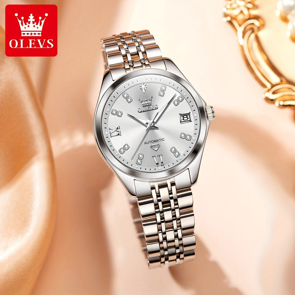 OLEVS Stainless Steel Automatic Mechanical Women's Watch Luminous Classic Luxury Wristwatch