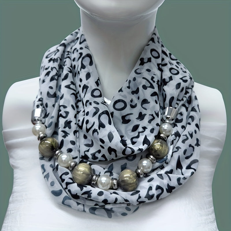 Beaded Chiffon Shawl Neck Warmer - Elegant Decorative Scarf for Evening & Going Out