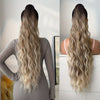 28-Inch (71 cm) Heat-Resistant Clip-In Water Wave Ponytail Extension - Synthetic Ombre Hairpiece (Blonde/Brown/Black/Red/Dark Brown) for Women & Girls