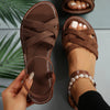 Women's Crisscross Strap Flat Sandals – Lightweight Open Toe Ankle Strap Summer Shoes