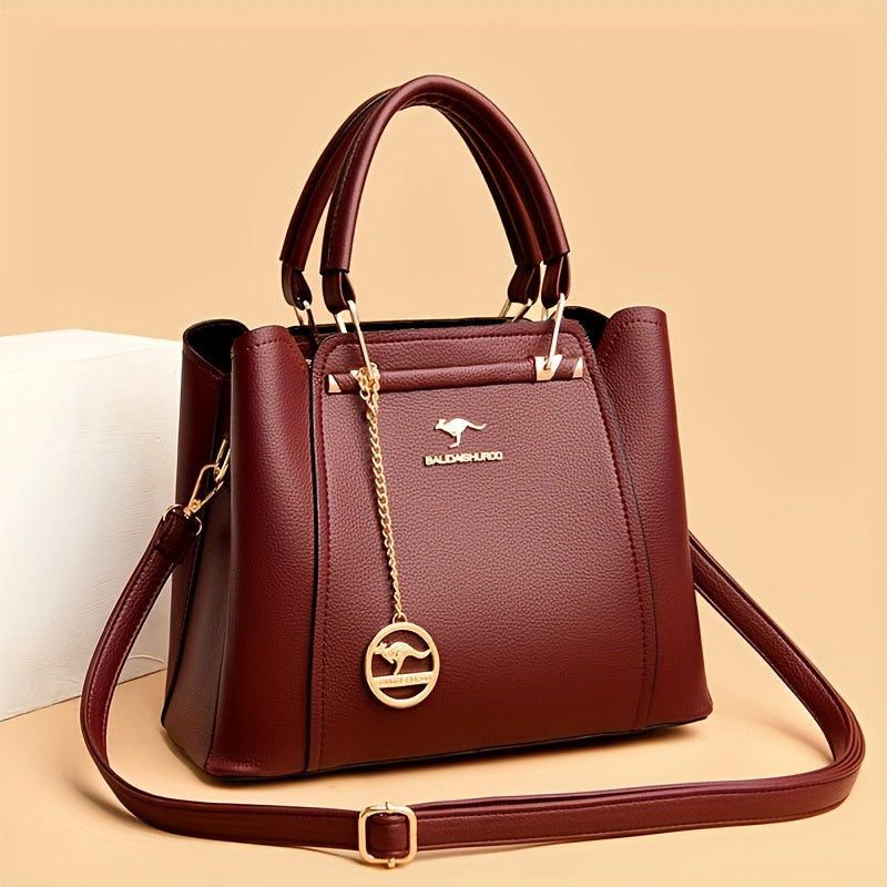 Chic Black Tote Bag for Women – Polyester-Lined PU Zip Closure Casual Everyday Handbag