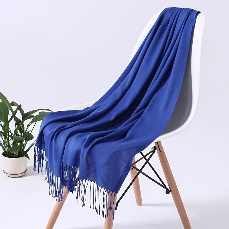 Women's Tassel Long Scarf - Lightweight All-Season Polyester Shawl & Air-Conditioning Wrap