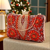 Vintage Rhinestone Evening Clutch - PU Cocktail Handbag with Removable Chain Shoulder Strap