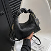 Pleated PU Leather Evening Handbag for Women - Party Clutch with Zipper