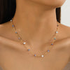 White Rhinestone Ball Chain Short Necklace with Gold Bead Spacer – Elegant Collarbone Necklace for Women