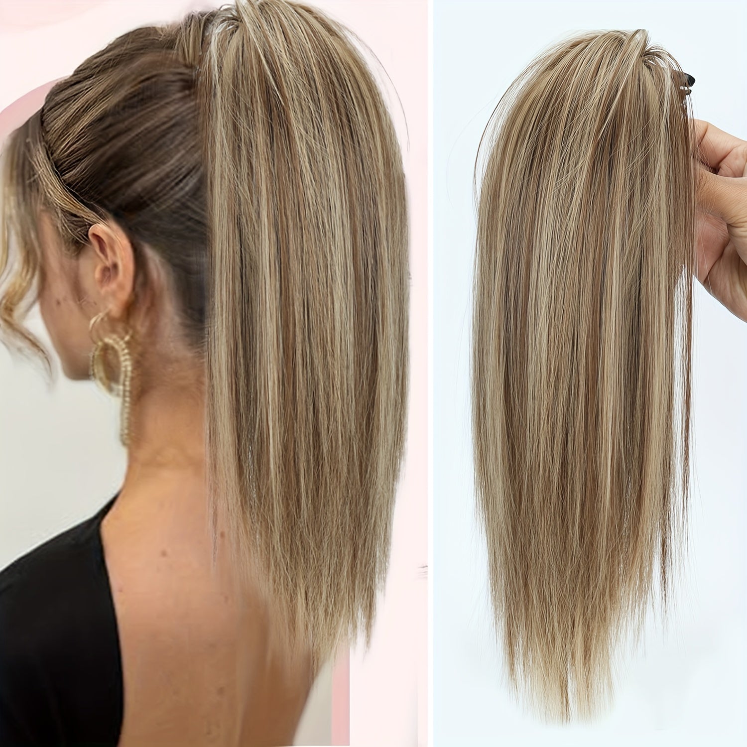 16-Inch (40 cm) Messy Short Straight Clip-In Ponytail Extension with Claw Clip - Synthetic Natural Look for Women