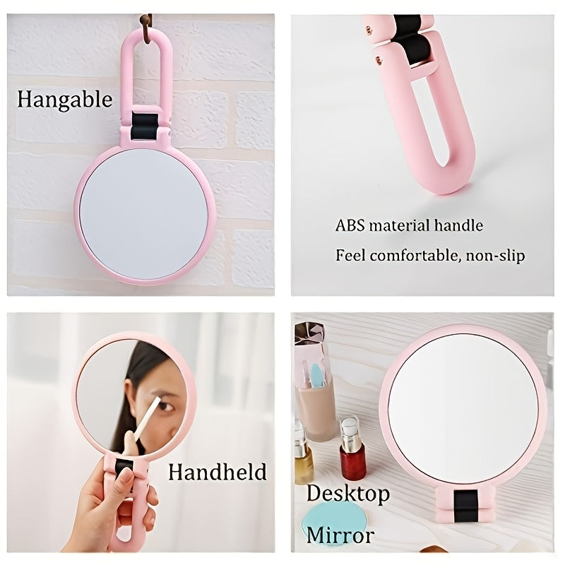 30X/1X Dual-Sided Magnifying Makeup Mirror, 360° Adjustable Stand, Portable Travel Mirror, Green Frame White Oval