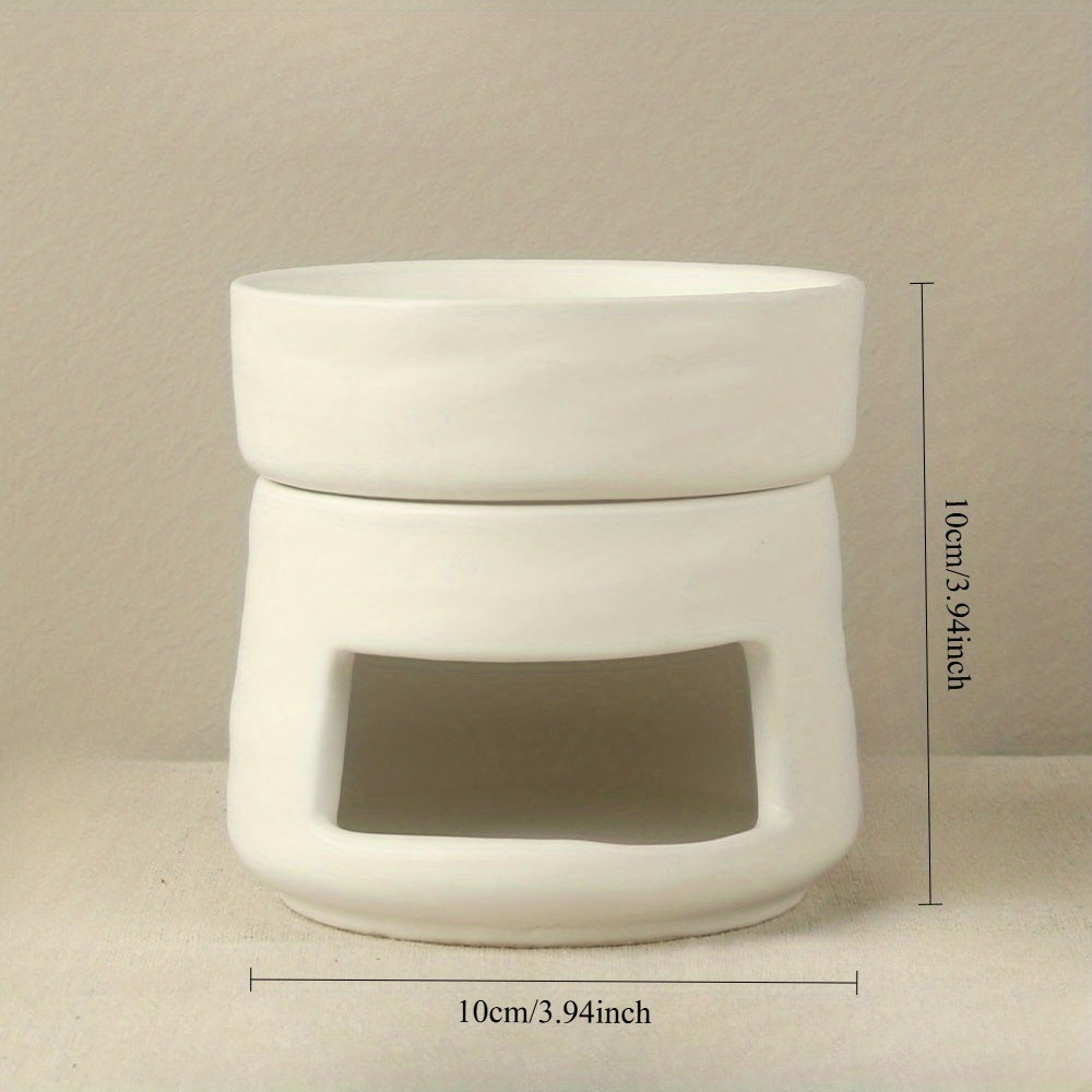Modern Ceramic Aromatherapy Oil Burner & Diffuser – 100ml Smoke-Free Essential Oil Warmer, 3.94 in (10 cm) European Style
