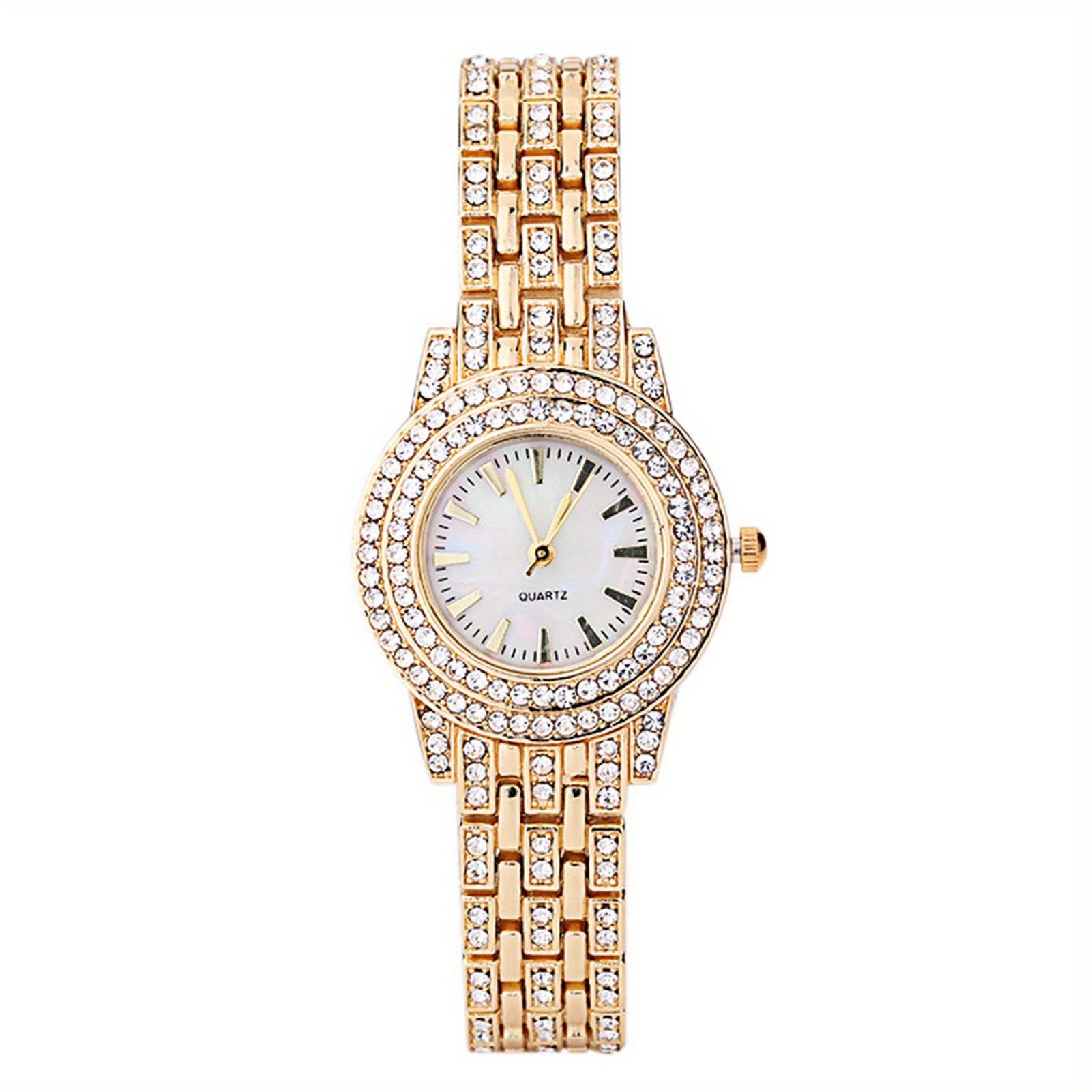 Elegant Women's Rhinestone-Embellished Alloy Watch with Star Charm Bracelet – Round Mechanical Fashion Watch