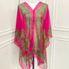 Women's Turquoise Jacquard Scarf Shawl – Large Square Lightweight Breathable Beach Cover-Up & Multiway Long Wrap Poncho