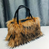 Luxury Faux Fur Top-Handle Handbag, Plush Furry Purse with Glitter Detail & Fixed Shoulder Strap