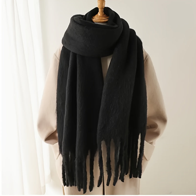 Women's Thick Knit Scarf - Ultra-Warm Windproof Plush Shawl Wrap in Macaron Colors